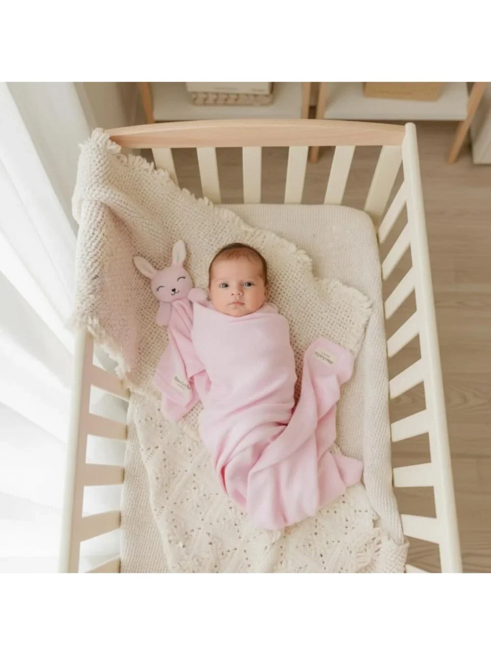 Organic Cotton Baby Gift Set - Newborn Blanket & Bunny Lovey Security Blanket